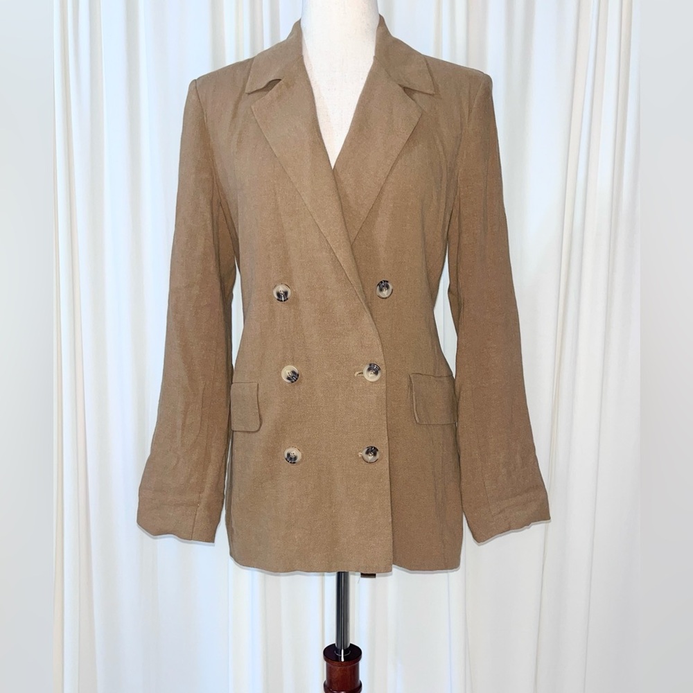 Free People Olivia Linen Blend Oversized Double-Breasted Blazer Size XS - Picture 5 of 10